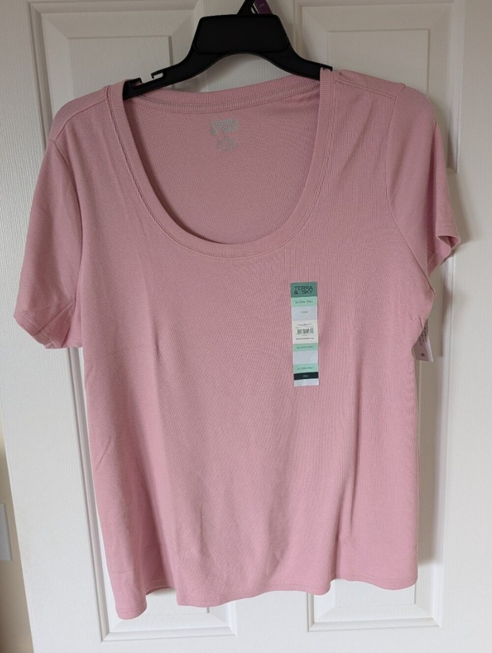 Plus 2X 20W-22W Scoop Neck Ribbed Tee Top New